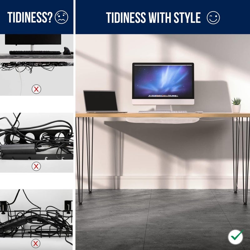 Ultimate Setup Cable Management net - Under Desk Wire Management - Flexible Under Desk Cable Management Tray White - Image 4